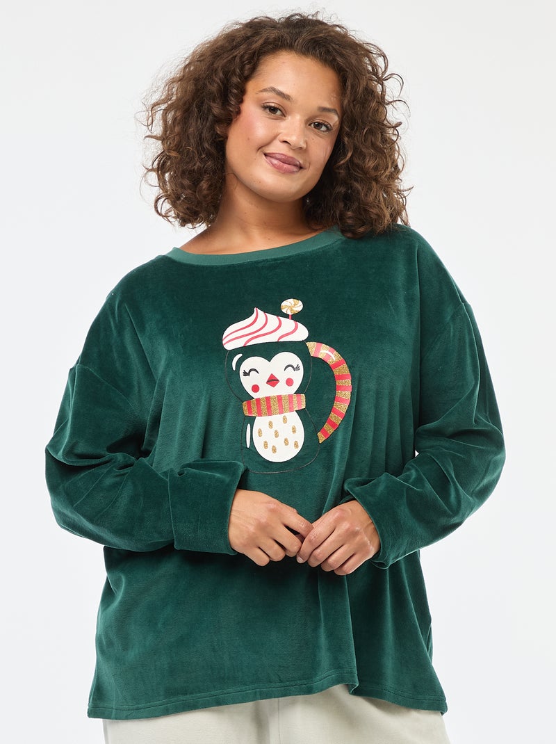 Conjunto de pijama polar navideño - 2 piezas Verde - Kiabi