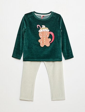 Conjunto de pijama polar navideño camiseta + pantalón - 2 piezas
