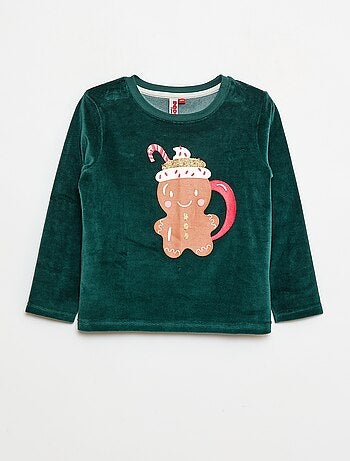 Conjunto de pijama polar navideño camiseta + pantalón - 2 piezas