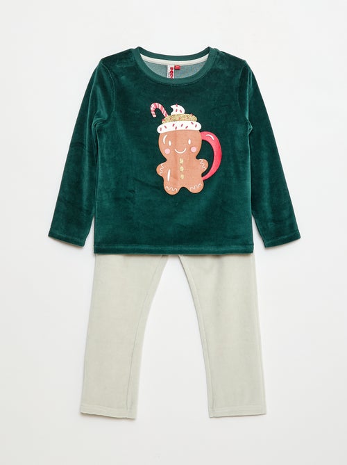 Conjunto de pijama polar navideño camiseta + pantalón - 2 piezas - Kiabi
