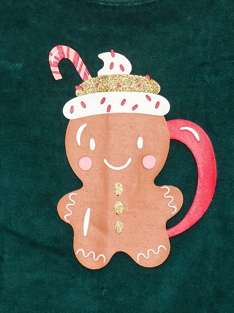 Conjunto de pijama polar navideño camiseta + pantalón - 2 piezas Verde - Kiabi