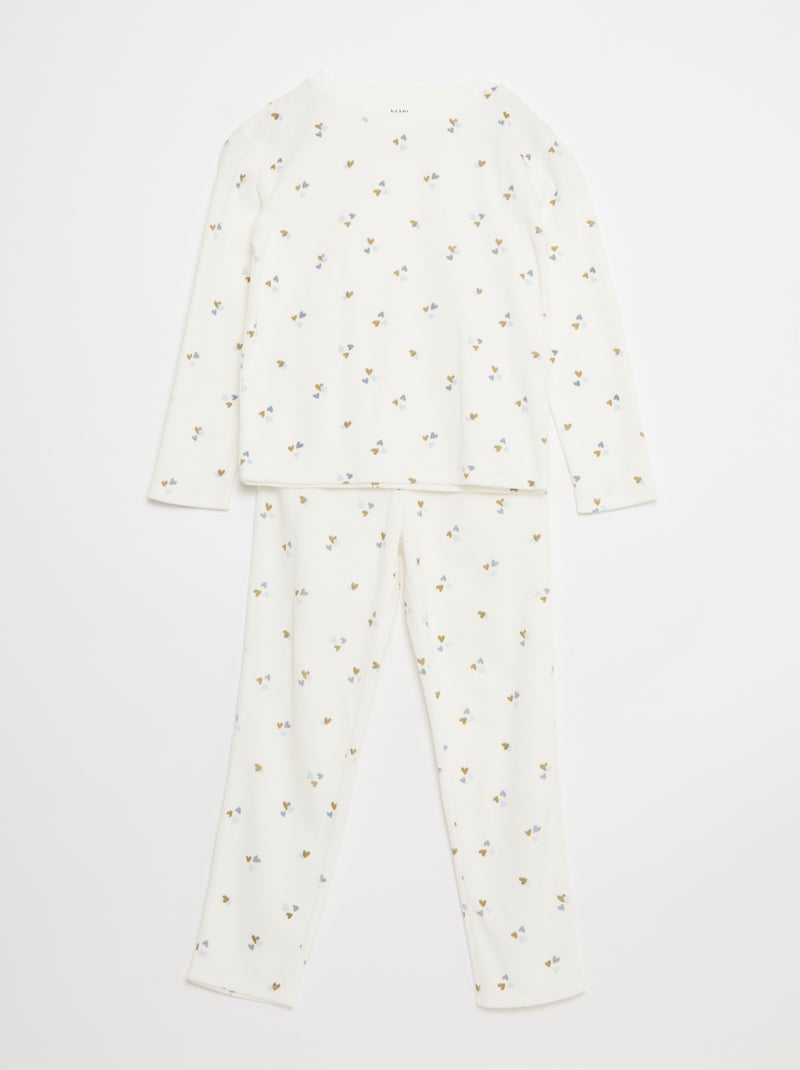 Conjunto de pijama polar sudadera + pantalón - 2 piezas Blanco - Kiabi
