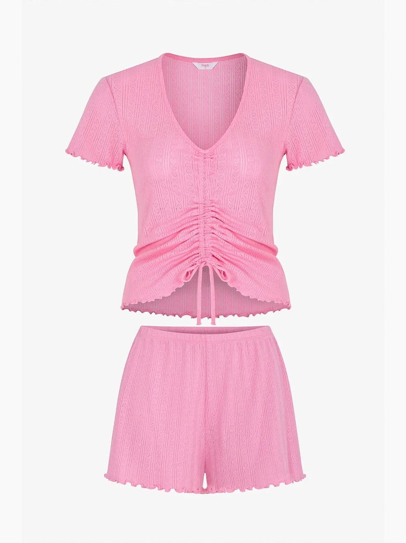 Conjunto de pijama rosalie pointel con shorts y manga corta penti Rosa - Kiabi