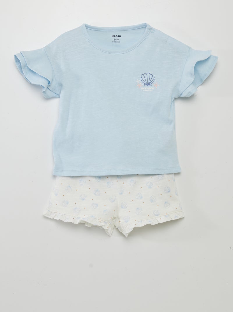 Conjunto de pijama short + camiseta - 2 piezas BLANCO - Kiabi