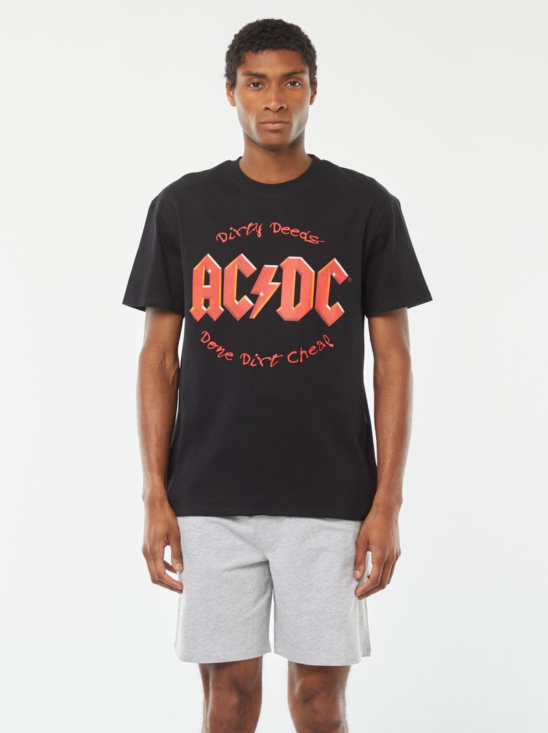 Conjunto de pijama short + camiseta 'AC/DC' - 2 piezas NEGRO - Kiabi