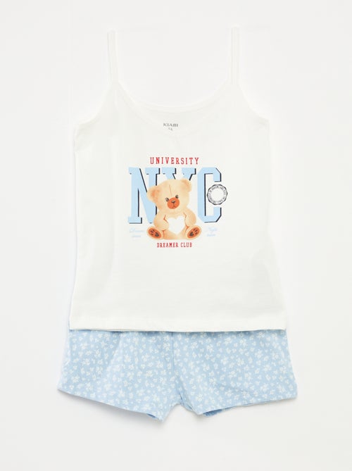 Conjunto de pijama sin mangas + short estampado - 2 piezas - Kiabi