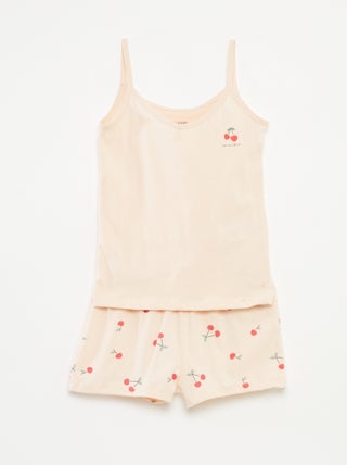 Conjunto de pijama sin mangas + short estampado - 2 piezas