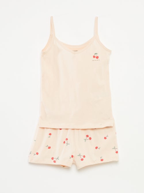 Conjunto de pijama sin mangas + short estampado - 2 piezas - Kiabi