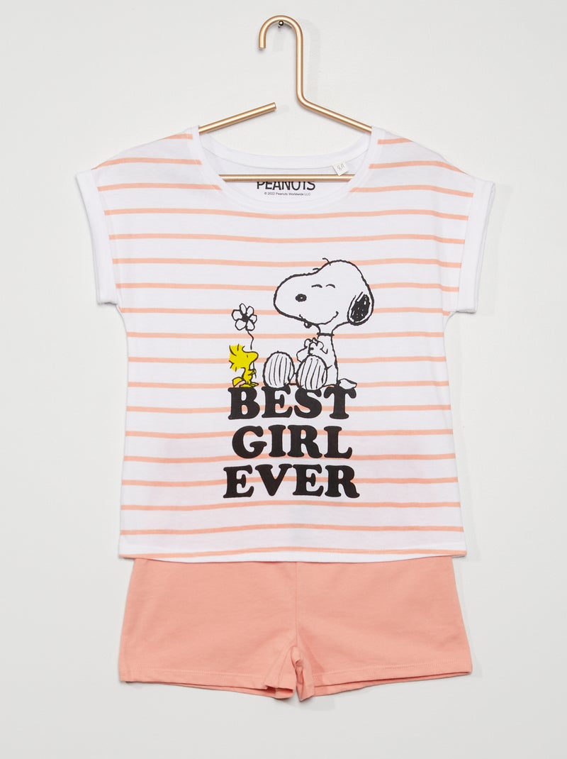Conjunto de pijama 'Snoopy' blanco/coral - Kiabi