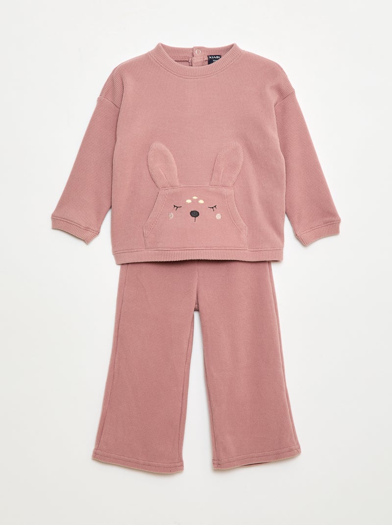 Conjunto de pijama suave con diseño de conejo - 2 piezas Rosa - Kiabi