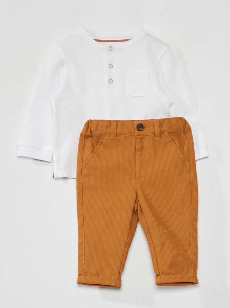Conjunto de polo de manga larga BEIGE - Kiabi