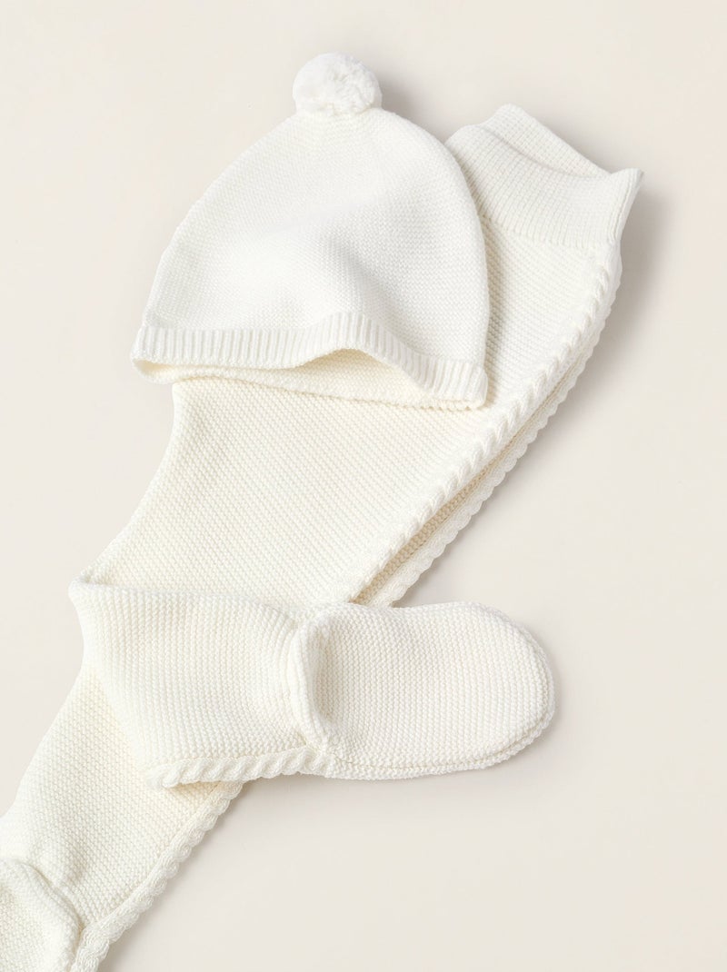 Conjunto de punto 3 piezas Blanco - Kiabi