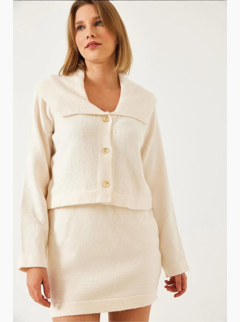 Conjunto de punto con falda de tres botones lucci Blanco roto - Kiabi