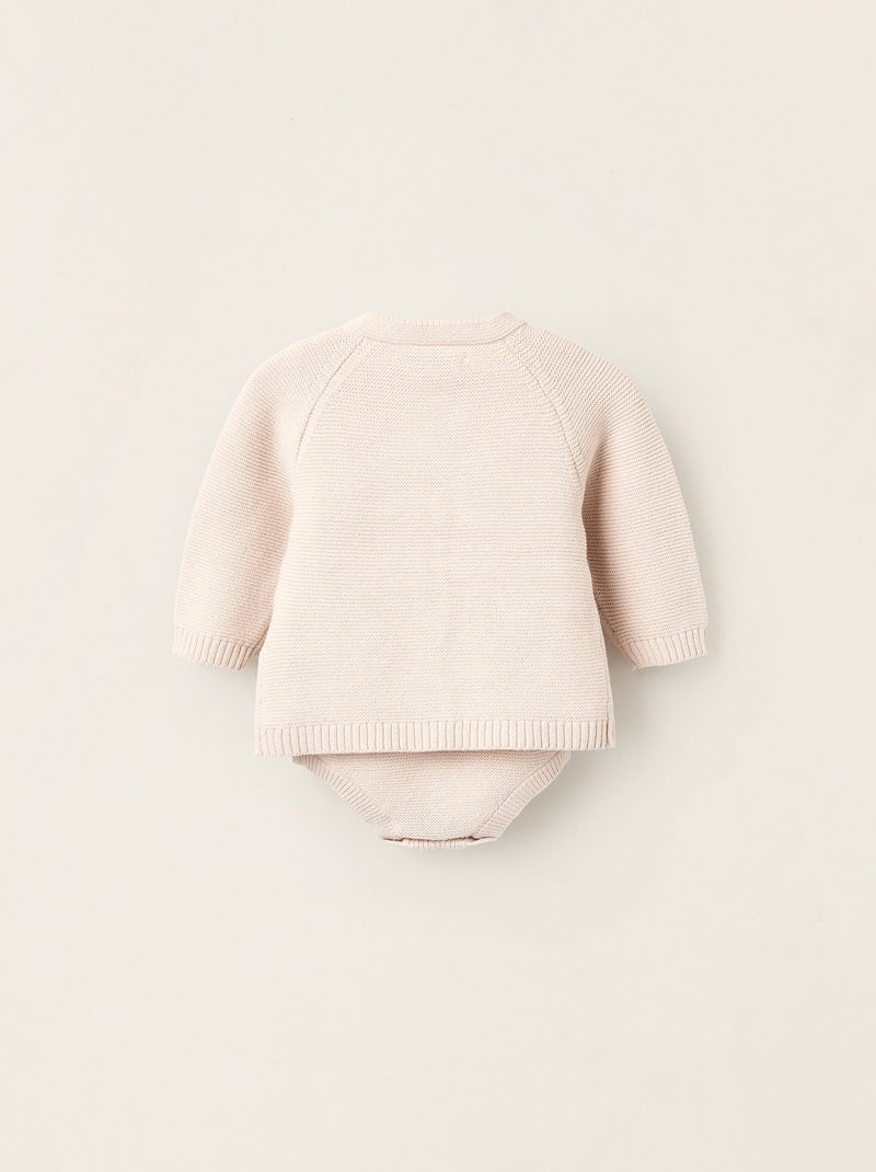 Conjunto de punto de 4 piezas en algodón Beige claro - Kiabi