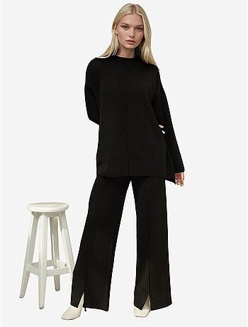 Conjunto de punto de cintura alta y pierna ancha