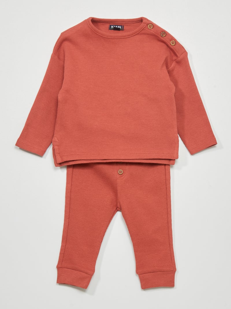 Conjunto de punto gofrado - 2 piezas ROJO - Kiabi