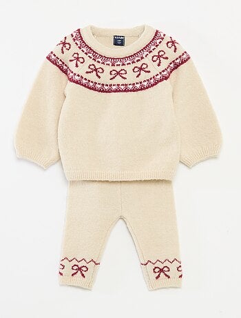 Conjunto de punto jersey + leggings jacquard