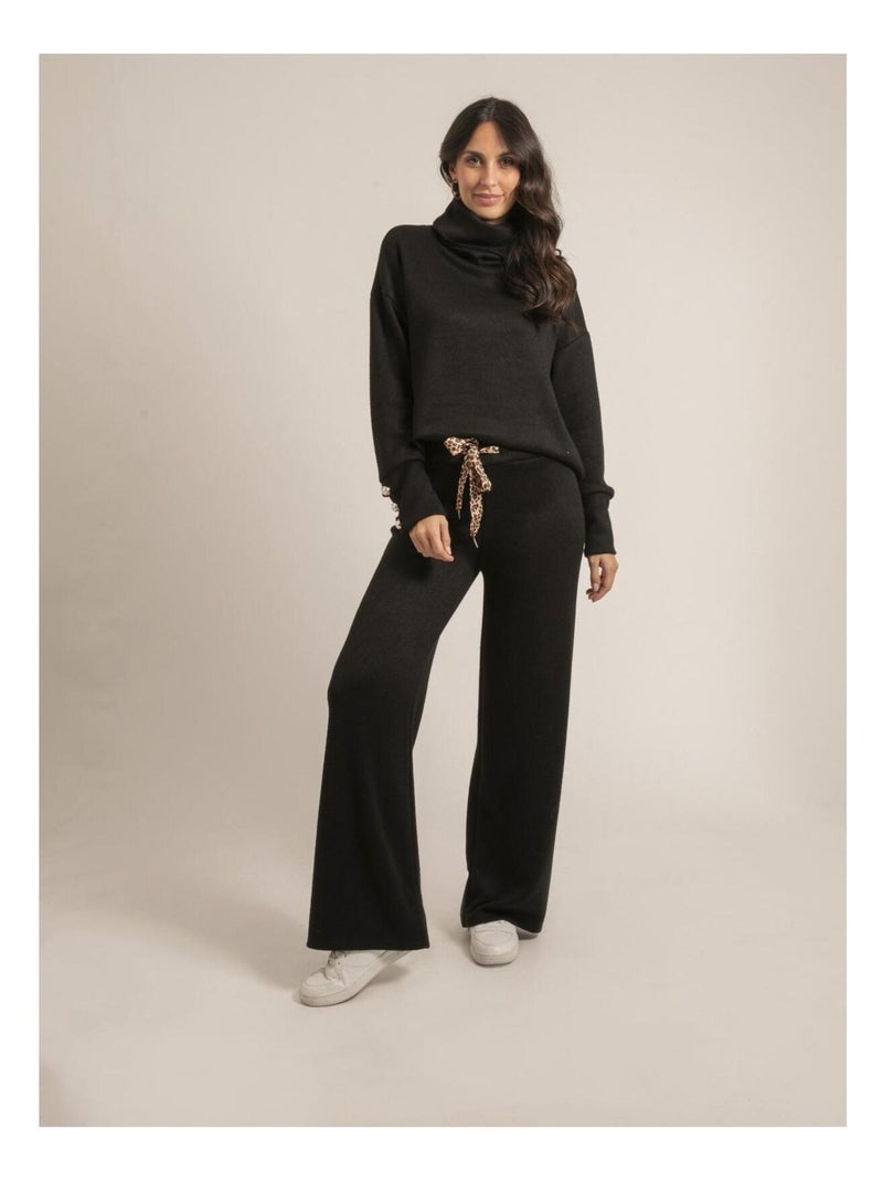 Conjunto de punto jersey + pantalón ELMERA Negro - Kiabi