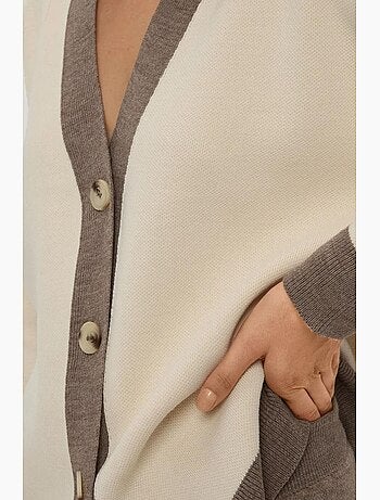 Conjunto de punto texturizado de cintura alta con cuello abotonado