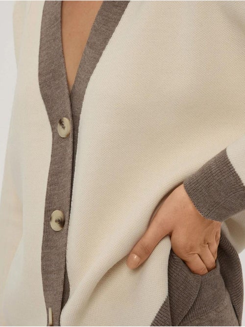 Conjunto de punto texturizado de cintura alta con cuello abotonado - Kiabi