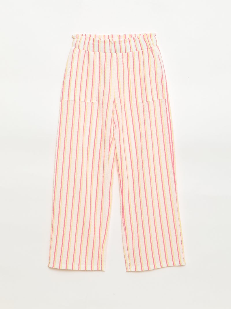 Conjunto de rayas camiseta + pantalón - 2 piezas Beige - Kiabi