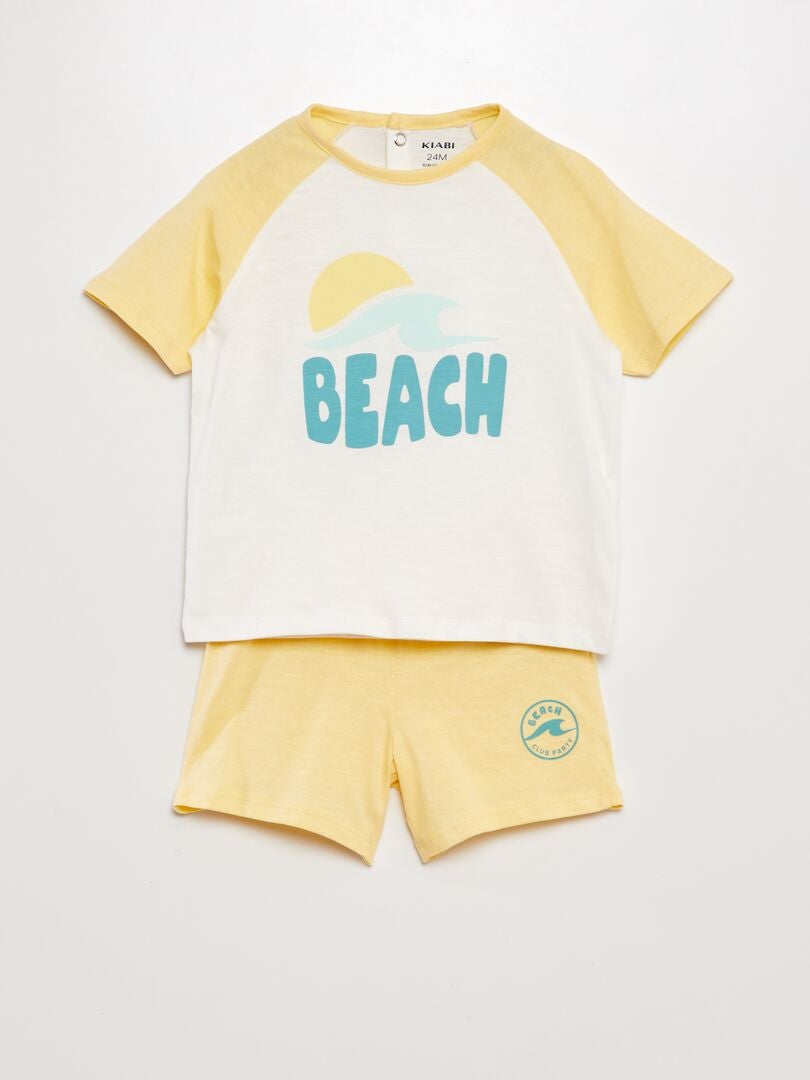 Conjunto de short + camiseta 'beach' - 2 piezas AMARILLO - Kiabi