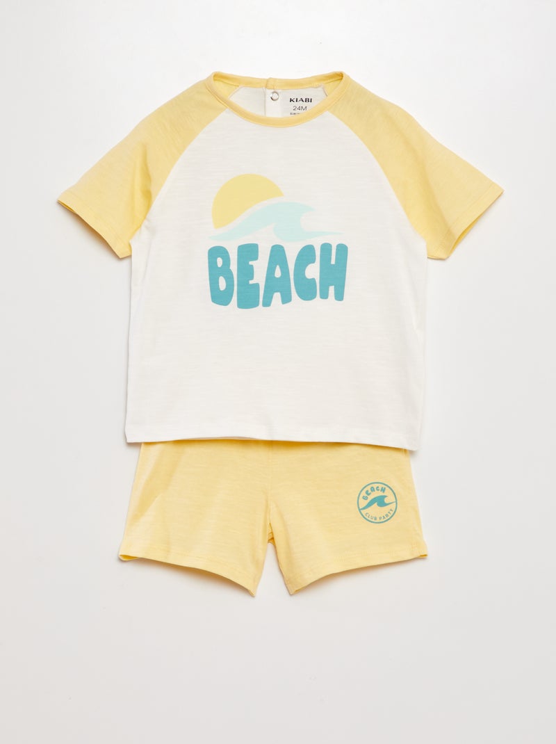 Conjunto de short + camiseta 'beach' - 2 piezas AMARILLO - Kiabi