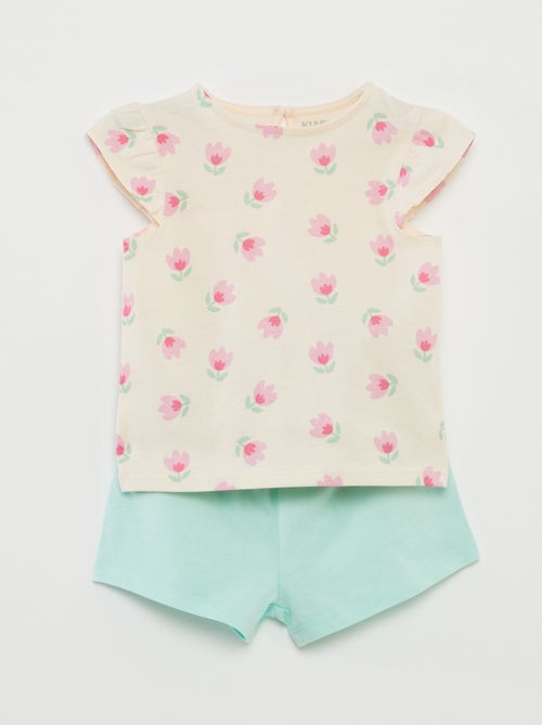 Conjunto de short + camiseta con volantes - 2 piezas - Kiabi