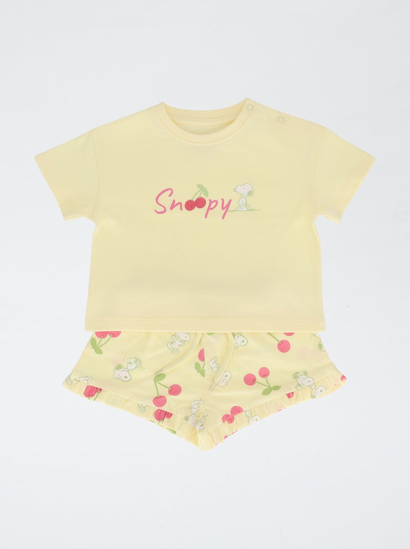 Conjunto de short + camiseta 'Snoopy' Amarillo - Kiabi