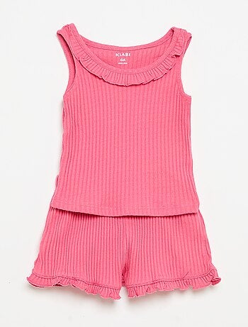 Conjunto de short y camiseta sin mangas de punto calado