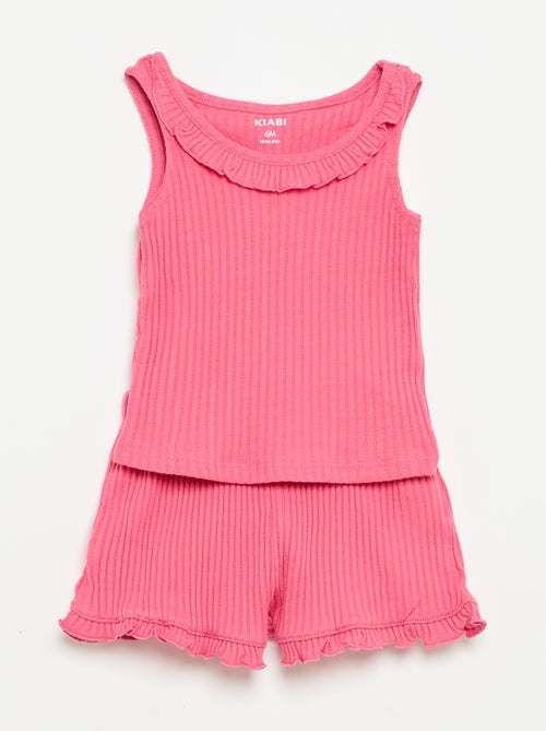 Conjunto de short y camiseta de tirantes de punto calado - Kiabi