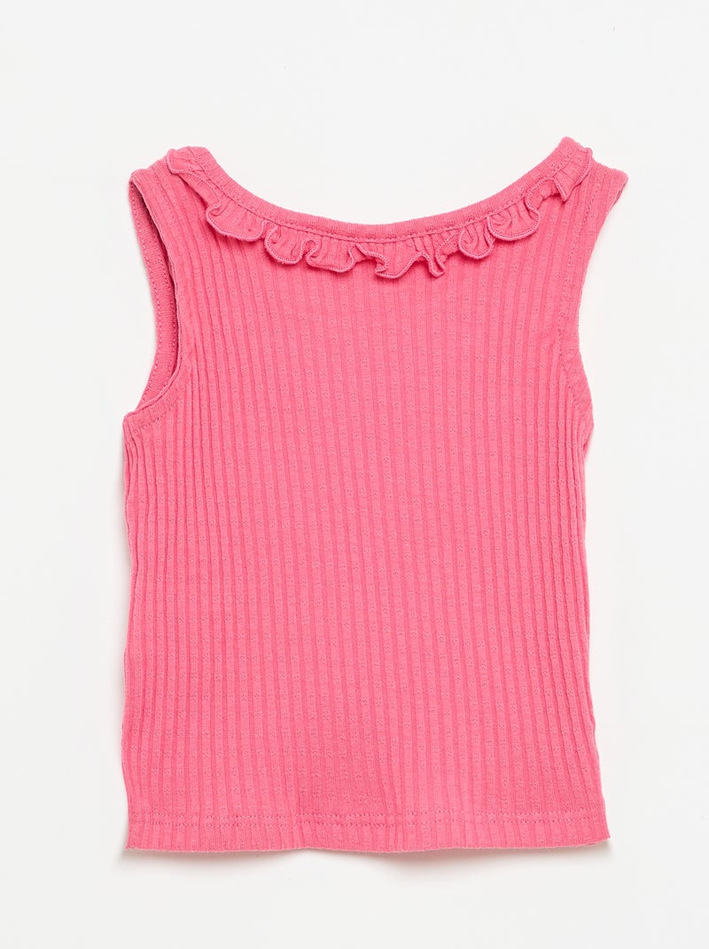 Conjunto de short y camiseta de tirantes de punto calado Rosa - Kiabi