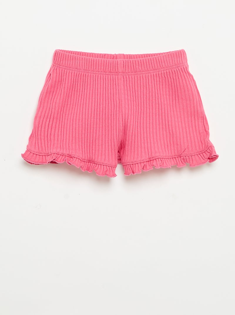 Conjunto de short y camiseta de tirantes de punto calado Rosa - Kiabi