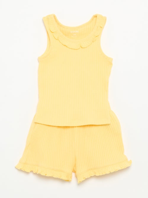 Conjunto de short y camiseta sin mangas de punto calado - Kiabi