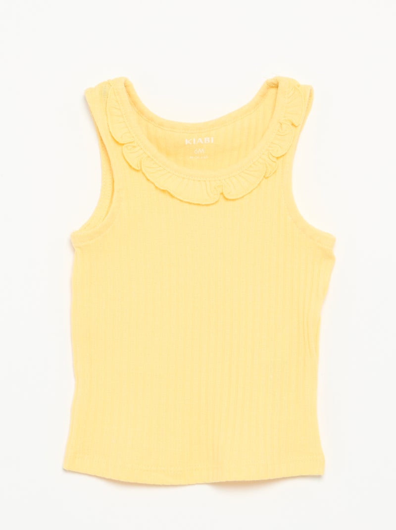 Conjunto de short y camiseta sin mangas de punto calado Amarillo - Kiabi