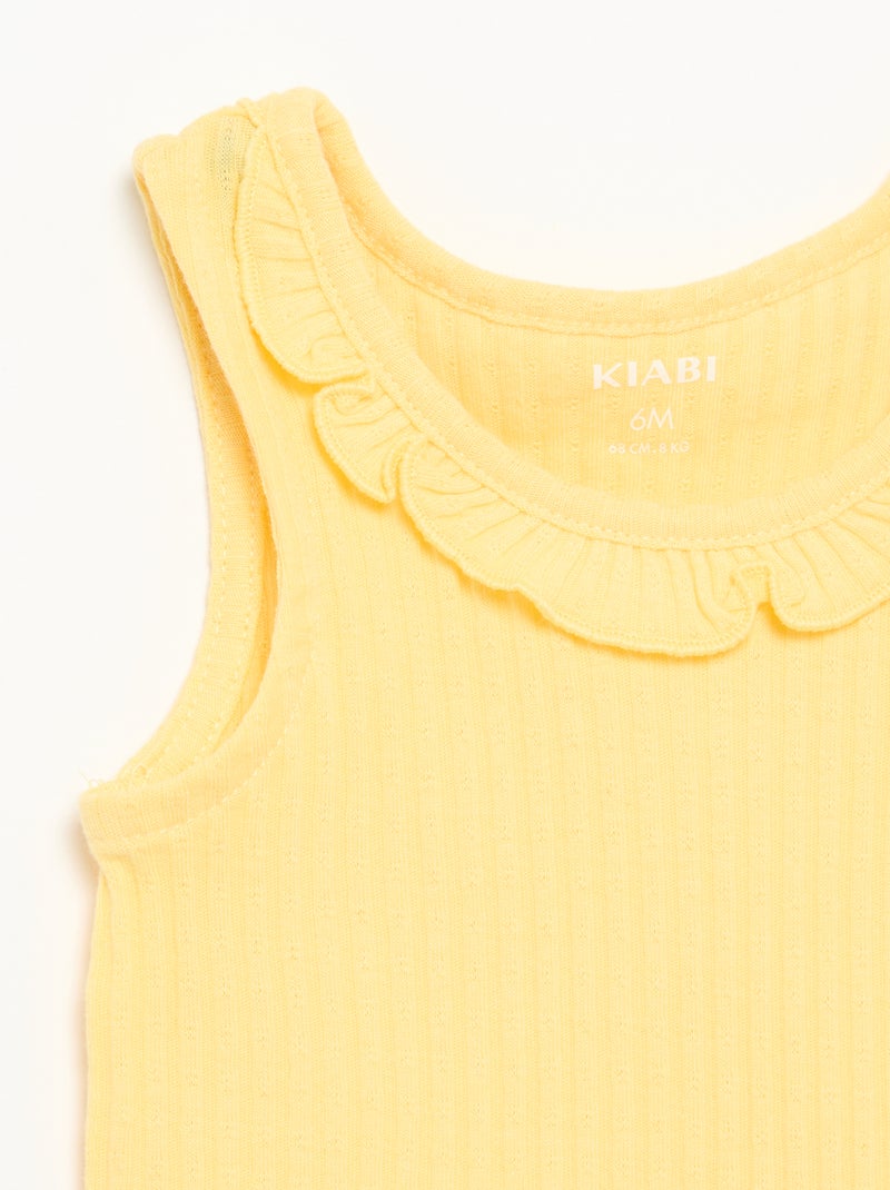 Conjunto de short y camiseta sin mangas de punto calado Amarillo - Kiabi