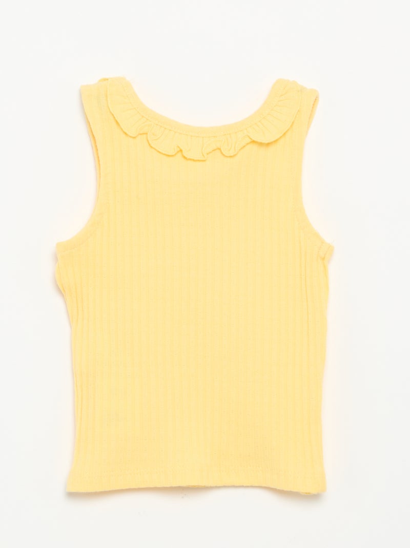 Conjunto de short y camiseta sin mangas de punto calado Amarillo - Kiabi