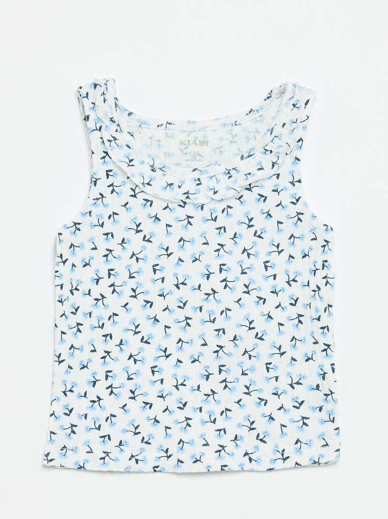 Conjunto de short y camiseta sin mangas de punto calado Azul - Kiabi