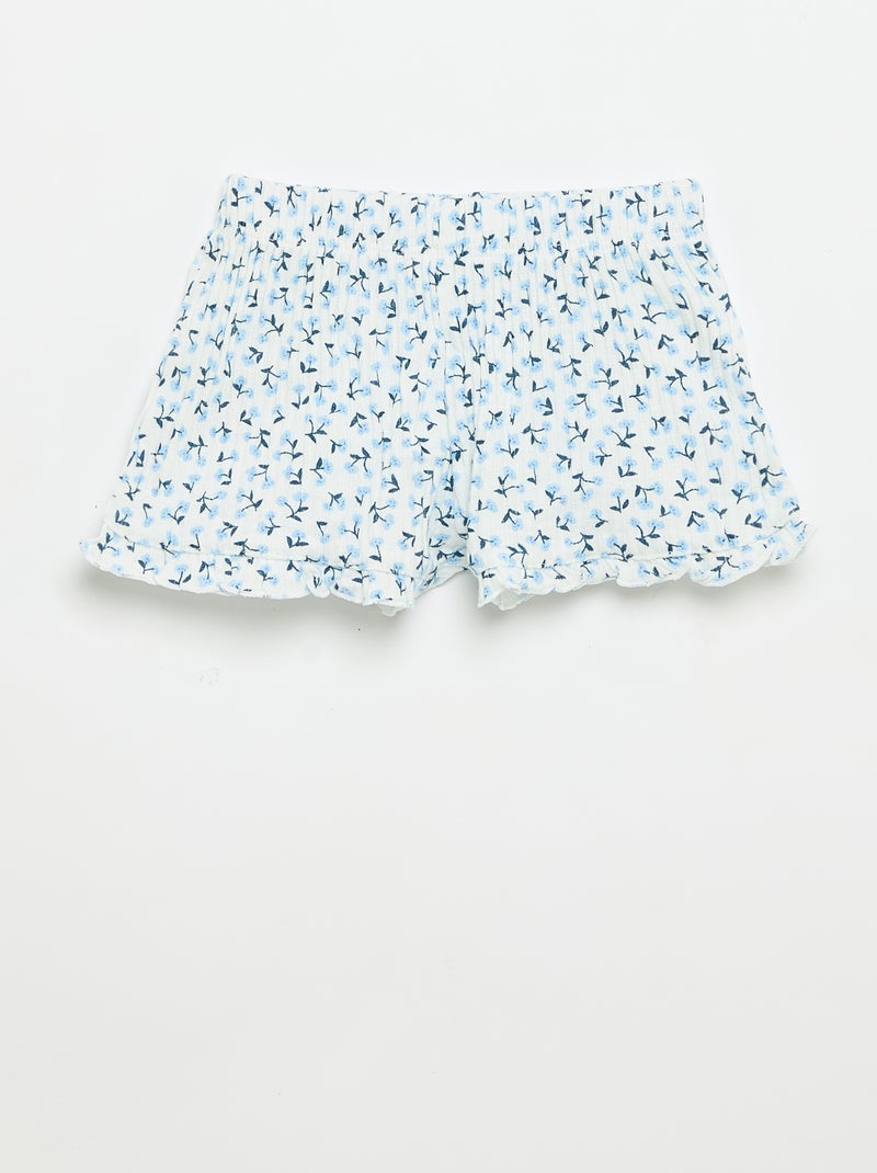 Conjunto de short y camiseta sin mangas de punto calado Azul - Kiabi