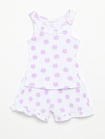 Conjunto de short y camiseta sin mangas de punto calado