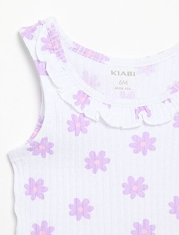 Conjunto de short y camiseta sin mangas de punto calado