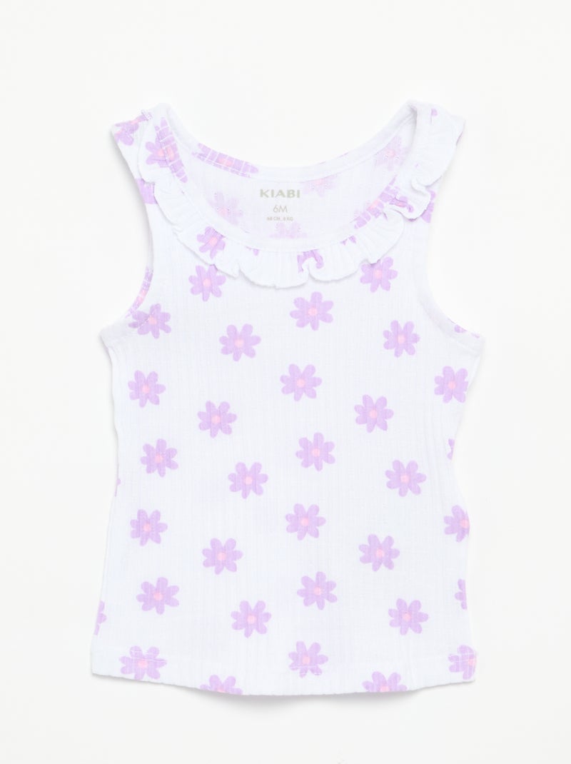 Conjunto de short y camiseta sin mangas de punto calado Blanco - Kiabi