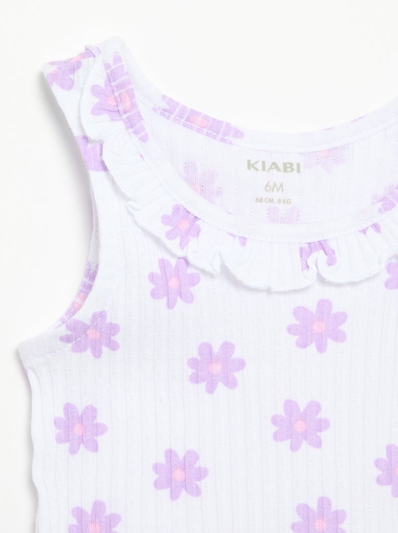 Conjunto de short y camiseta sin mangas de punto calado Blanco - Kiabi