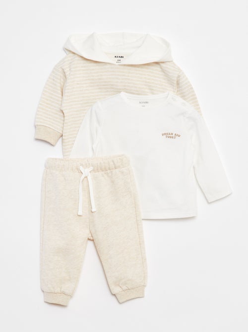 Conjunto de sudadera + camiseta + pantalón de chándal - 3 piezas - Kiabi