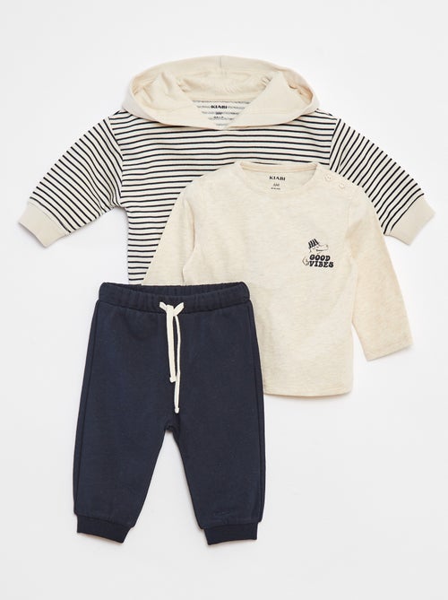 Conjunto de sudadera + camiseta + pantalón de chándal - 3 piezas - Kiabi
