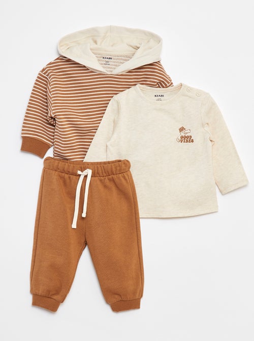 Conjunto de sudadera + camiseta + pantalón de chándal - 3 piezas - Kiabi