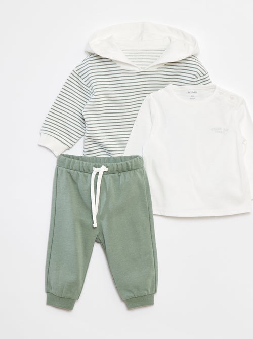 Conjunto de sudadera + camiseta + pantalón de chándal - 3 piezas - Kiabi