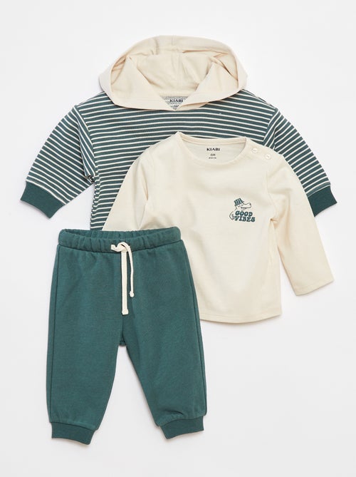 Conjunto de sudadera + camiseta + pantalón de chándal - 3 piezas - Kiabi