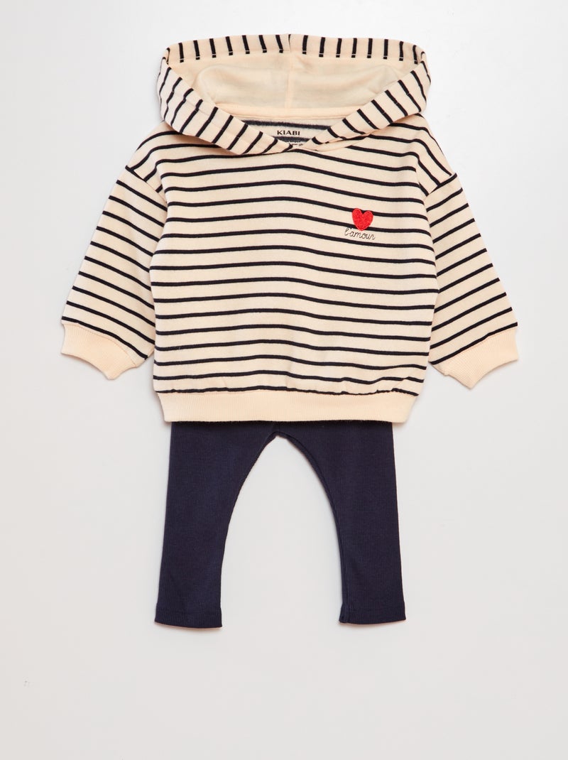 Conjunto de sudadera con capucha + legging - 2 piezas BLANCO - Kiabi