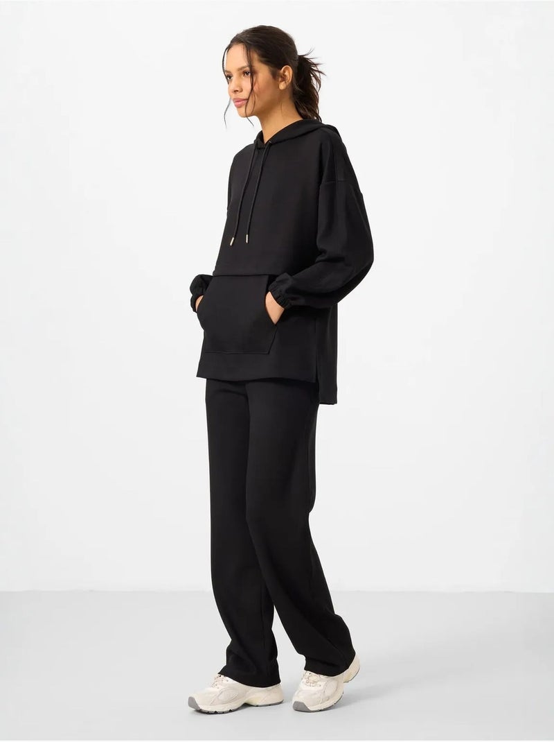 Conjunto de sudadera con capucha oversize y pantalón de pernera ancha tommy Negro - Kiabi